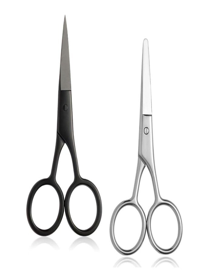 Flavizo Precision Nose Hair & Mustache Scissors - Stainless Steel Grooming Kit fit for Beard, Eyebrow & Facial Trimming 2PCS - Image 1